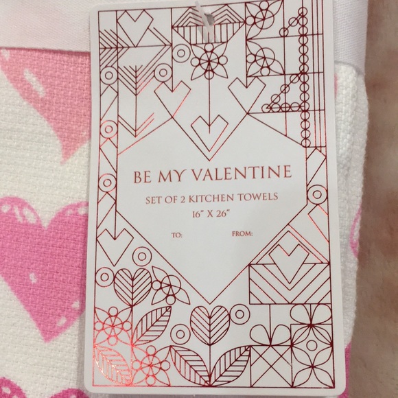 Be My Valentine Ombre Hearts Kitchen Towel Set of Two NWT 16x26” Cotton Oekotex - Picture 2 of 16